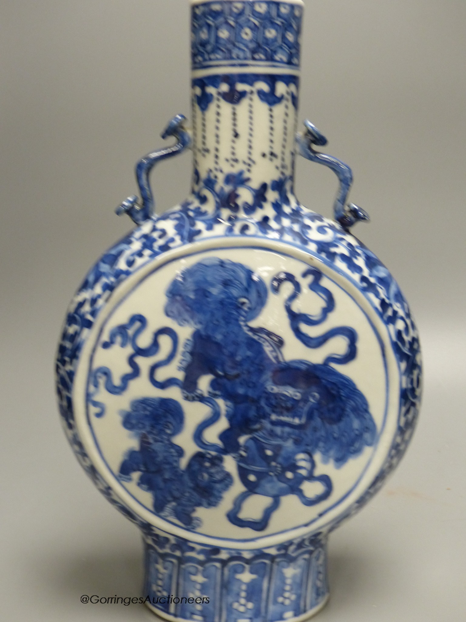 A 19th century Chinese blue and white moonflask, 35.5cm high